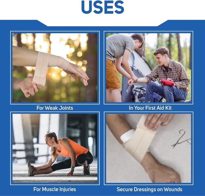 Care Science High Performance Elastic Self Adhesive Bandage Wrap Tape 2in x 25yds 4ct  Ideal for First Aid Securing Bandages Dressings and Other Medical Devices - Image 3