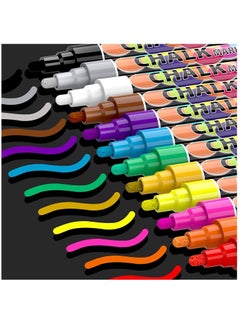 KASTWAVE Liquid ChalkMarkers 12 Colors, Neon Wet Erasable Chalk Pens for Chalkboard Signs Car Window Mirror Glass Chalk Board Markers Pens with Reversible Broad Tip, School Office Supplies  - Image 1