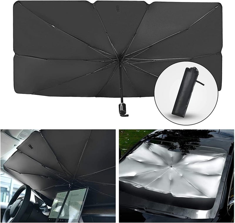 TDOO Car Windshield Sun Shade UV Rays - Foldable Reflector Umbrella Sunshade for SUVs (57 x 31 In) - Image 2