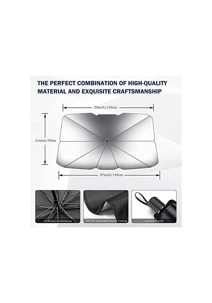 TDOO Car Windshield Sun Shade UV Rays - Foldable Reflector Umbrella Sunshade for SUVs (57 x 31 In) - Image 3