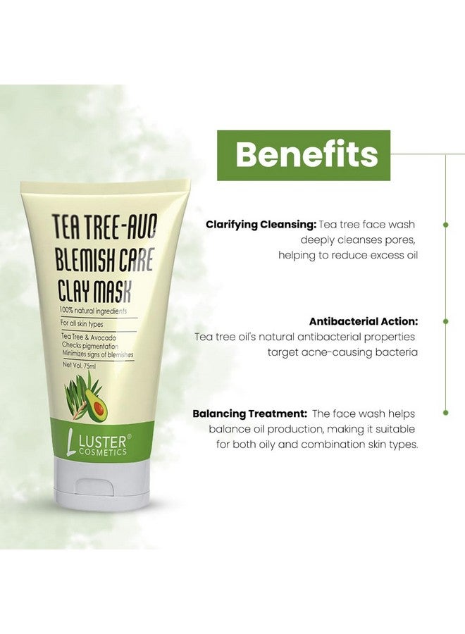 Luster Cosmetics Tea Tree - Auo Blemish Care Clay Mask |Improves Skin Tones |Acne Removing - 75ml - Image 2