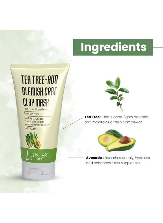 Luster Cosmetics Tea Tree - Auo Blemish Care Clay Mask |Improves Skin Tones |Acne Removing - 75ml - Image 3