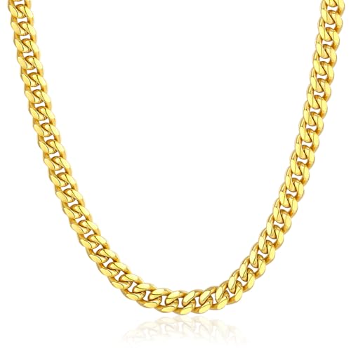 ChainsPro Gold Chain for Mens Hip hop Rapper Necklace 6MM 22inch Daily Neck Chain Mens Gifts for Dad - Image 1
