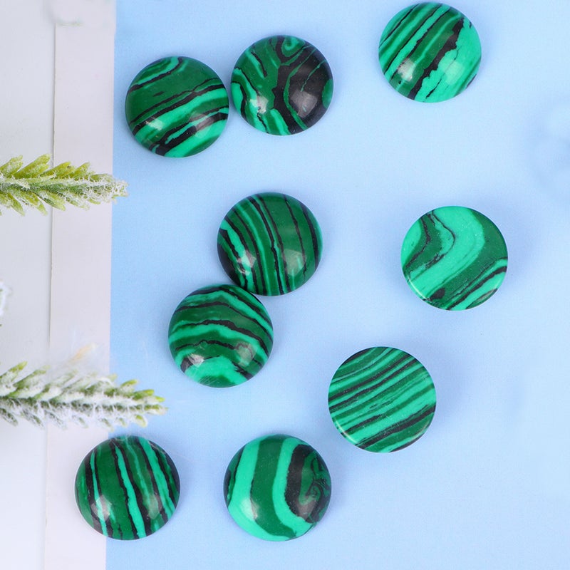 20pcs 14MM Time Sticker Stone Round Glass Patch Supplies for Jewelry Craft Making (Green) - Image 1