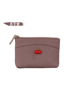 Genuine Leather Lady Bee Zipper Coin Purse Keyring 183 lotus root purple