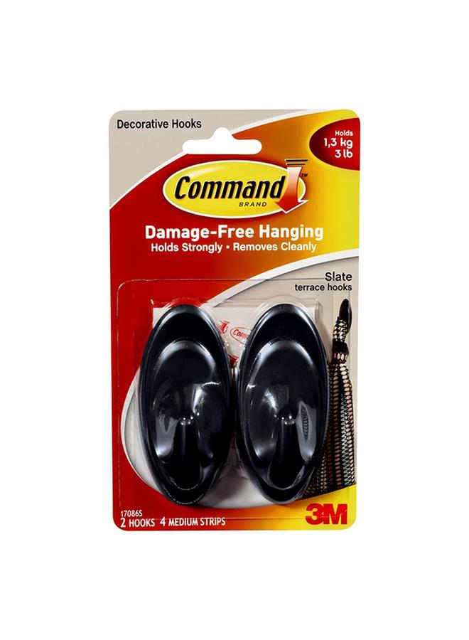 Command 2-Piece Slate TerrHook with 4 Strips Black Medium 70006598927 