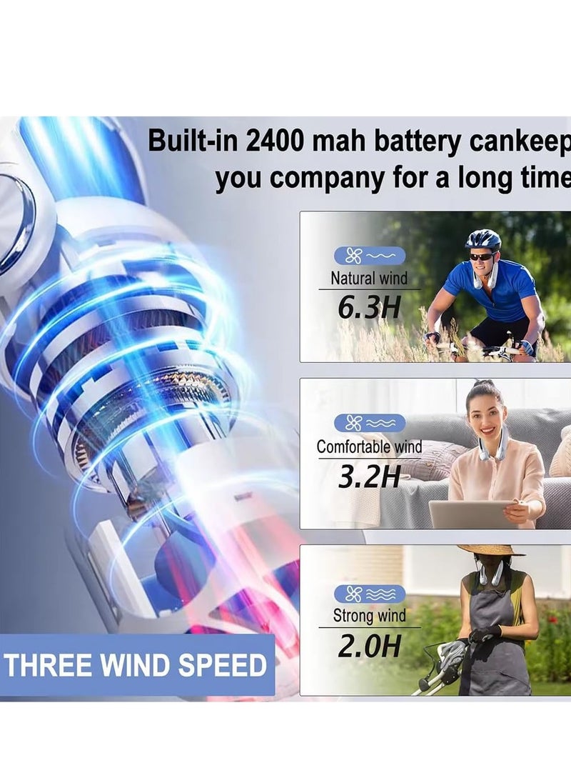 DMG TECH Portable Neck Fan, Bladeless Personal Portable Fan, Rechargeable 2400 mAh Turbine Bladeless Neck Air Conditioner, 3 Speeds Adjustable 360° Faster Cooling Ultra Quiet Travel Fan  - Image 5