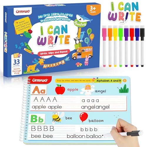 URMYWO Preschool Learning Activities Kindergarten Workbooks Toddler Alphabet Learning Educational Toys for 2 3 4 5 Year Old Writing Practice Tracing Activity Books Back to School Easter Basket Stuffers - Image 1