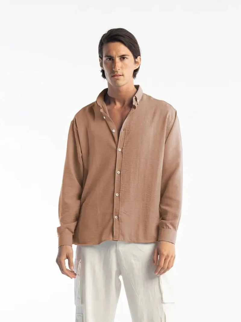Giesto GIESTO Oversized Button-Up Long Sleeve Shirt