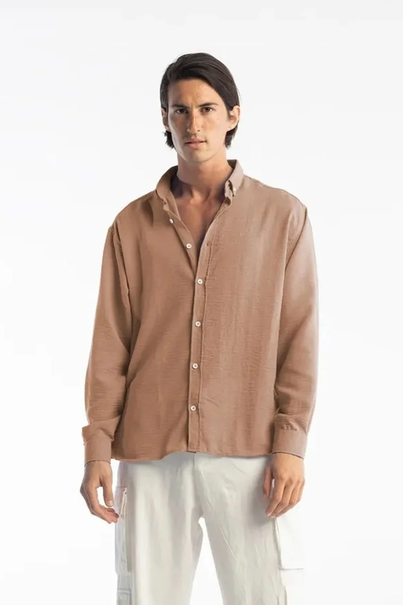 GIESTO Oversized Button-Up Long Sleeve Shirt
