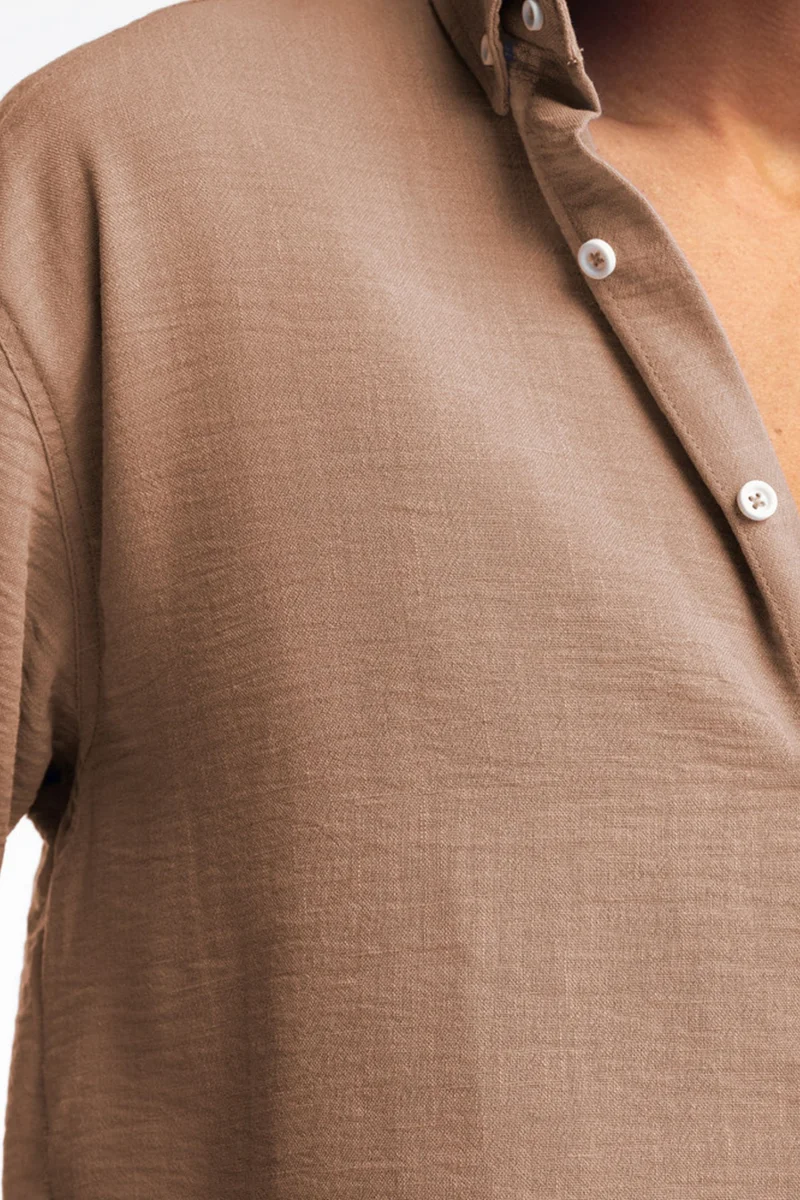 Giesto Tan Natural GIESTO Oversized Button-Up Long Sleeve Shirt for Men | Best Price UAE