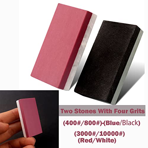 CBRIGHT Small Combination Sharpening Stone,2pcs Dual-Sided Fine and Coarse Mini Whetstone (400#/800#) and(3000#/10000#) Polishing Edge Stone Set [1.97x0.98x0.39inch] - Image 2