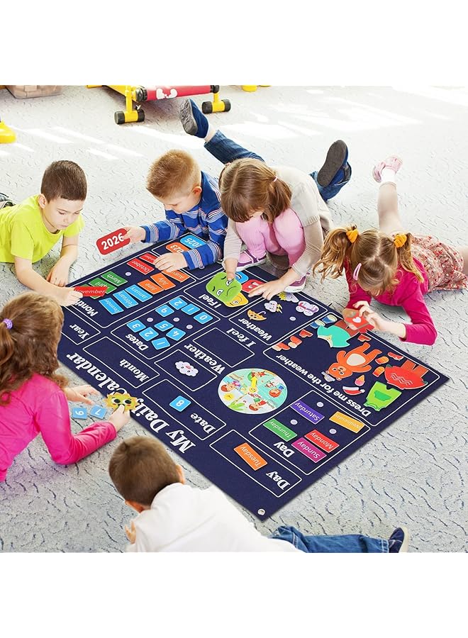 erorex My First Daily Calendar Preschool Classroom Must Haves Circle Time Center Classroom Pocket Chart Educational Pocket Chart Calendar And Weather Chart For Classroom Felt Board For Toddlers - Image 2