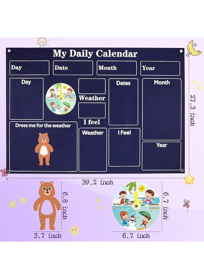 erorex My First Daily Calendar Preschool Classroom Must Haves Circle Time Center Classroom Pocket Chart Educational Pocket Chart Calendar And Weather Chart For Classroom Felt Board For Toddlers - Image 4
