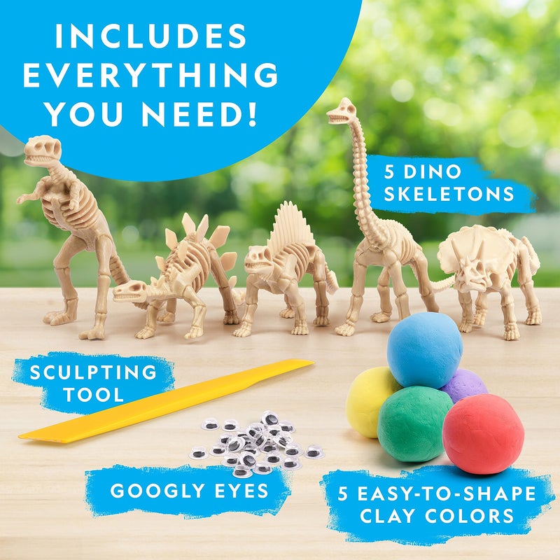Blue Marble NATIONAL GEOGRAPHIC Clay Dinosaur Arts & Crafts Kit - Dinosaur Air Dry Clay for Kids with 5 Clay Colors, 5 Dino Skeletons & Googly Eyes, Dinosaur Activity for Girls and Boys Ages 4 5 6 7 8 9 & 10 - Image 4