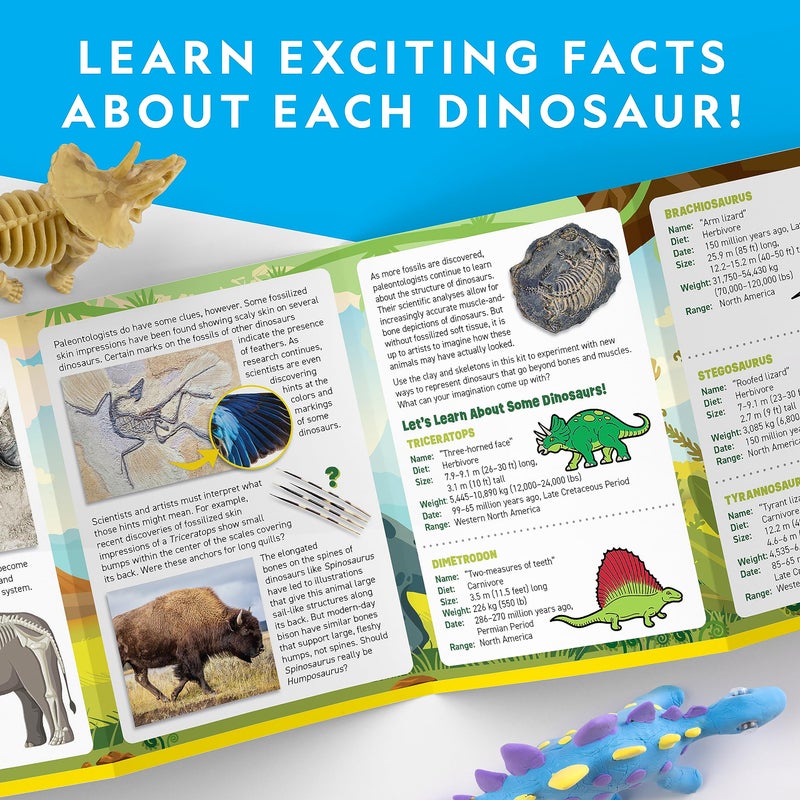 Blue Marble NATIONAL GEOGRAPHIC Clay Dinosaur Arts & Crafts Kit - Dinosaur Air Dry Clay for Kids with 5 Clay Colors, 5 Dino Skeletons & Googly Eyes, Dinosaur Activity for Girls and Boys Ages 4 5 6 7 8 9 & 10 - Image 5