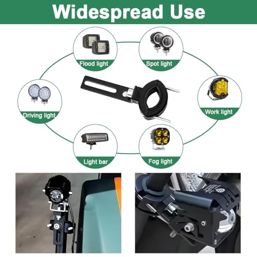 STHIRA® 2Pcs Motorcycle Fog Light Mount Bracket Accessories, Universal Adjustable Clamp Holders for Auxiliary Driving Lights, Compatible with Most Motorbike Handlebars & Crash Bars - Image 3