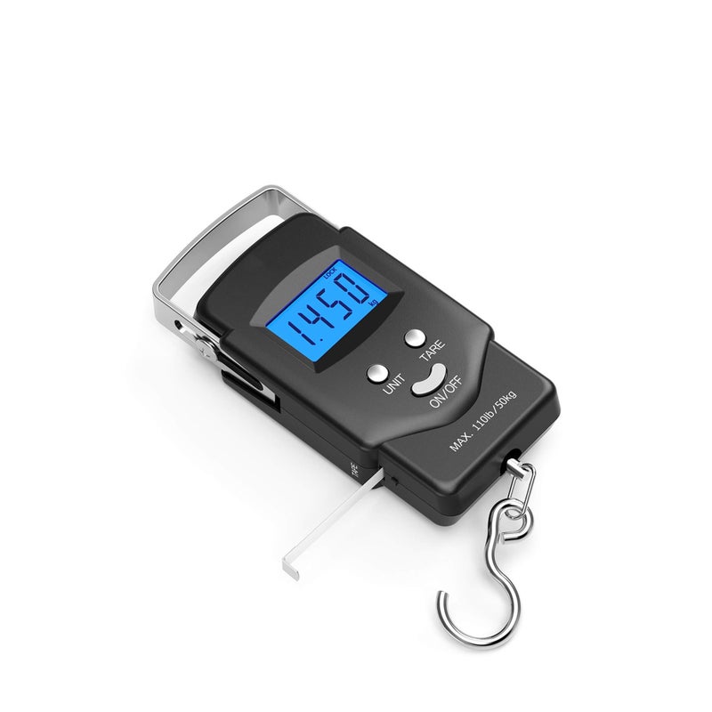 SOLARAE Digital Scale Baggage Scale, Fish Scale Heavy Weight Scale, Backlight Scale, Ultra Portable Scale, Scale Suitcase, Fishing Postal Hanging Hook Scale with Measuring Tape110lb /50kg - Image 1