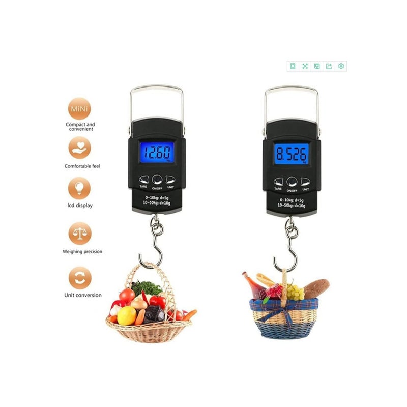 SOLARAE Digital Scale Baggage Scale, Fish Scale Heavy Weight Scale, Backlight Scale, Ultra Portable Scale, Scale Suitcase, Fishing Postal Hanging Hook Scale with Measuring Tape110lb /50kg - Image 4
