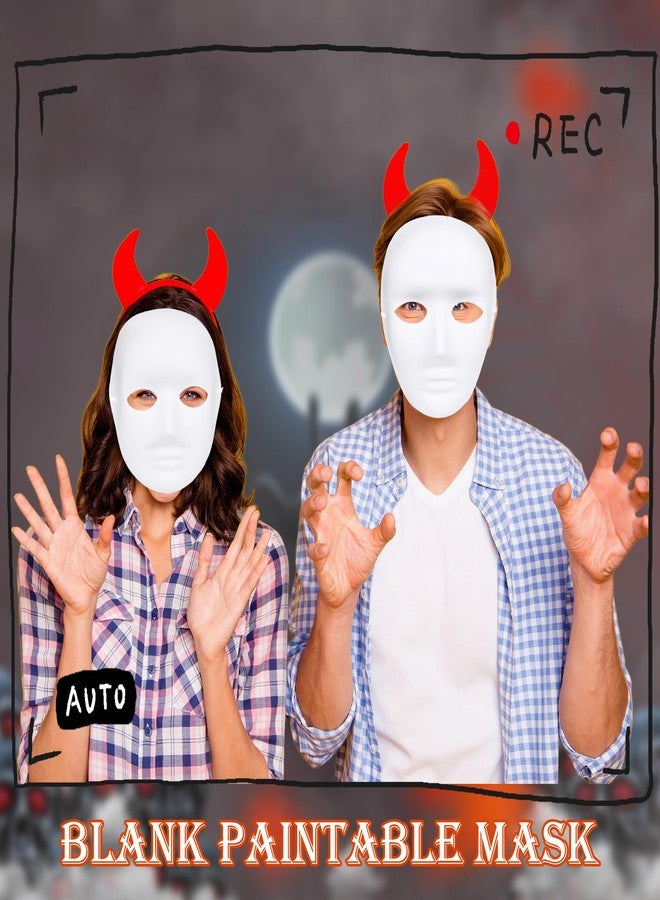 Fahacop 24 Pcs White Paper Mache Masks DIY Full Face Craft Masks Paintable Paper Mask for Halloween Cosplay Masquerade Parties and DIY Craft Activities - Image 4