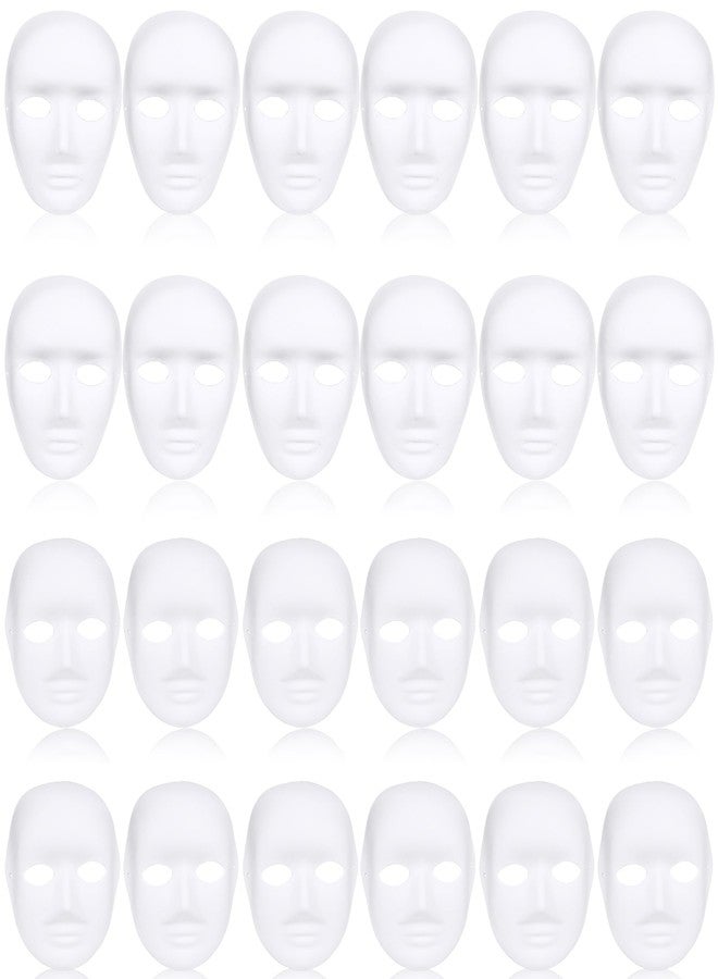 Fahacop 24 Pcs White Paper Mache Masks DIY Full Face Craft Masks Paintable Paper Mask for Halloween Cosplay Masquerade Parties and DIY Craft Activities - Image 1