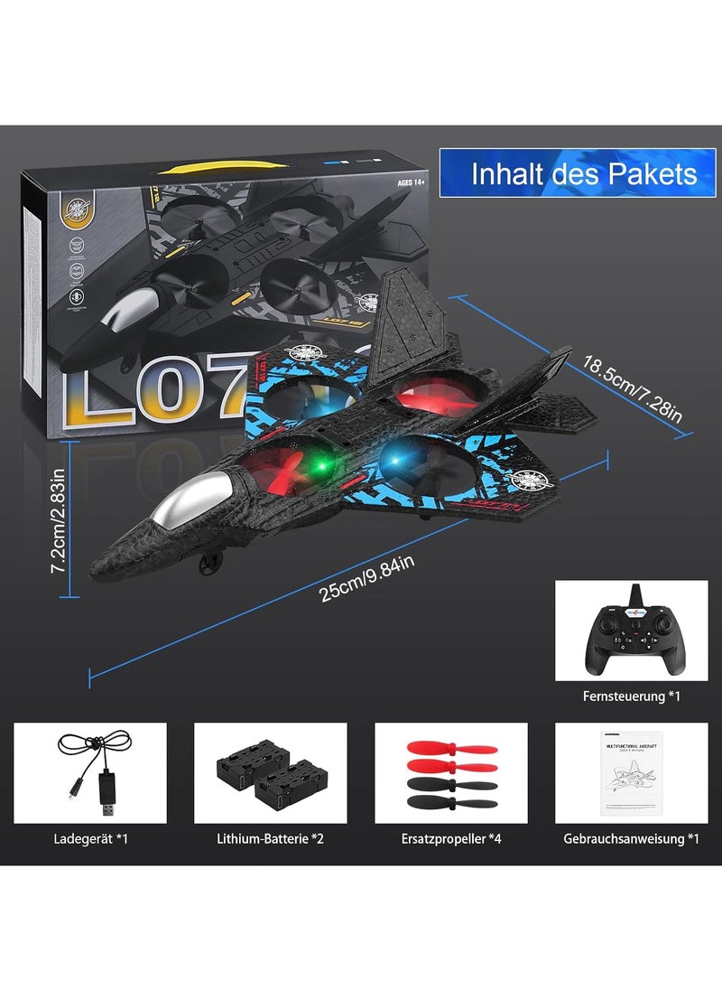 Beauenty - RC Aeroplane 2.4GHz Remote Controlled Aeroplane L0712 Quadcopter Floating Fighter Plane RC Aeroplane RTF for Beginners, Children and Adults, APlane Toy with Coloured Lights USB Charging - Image 1