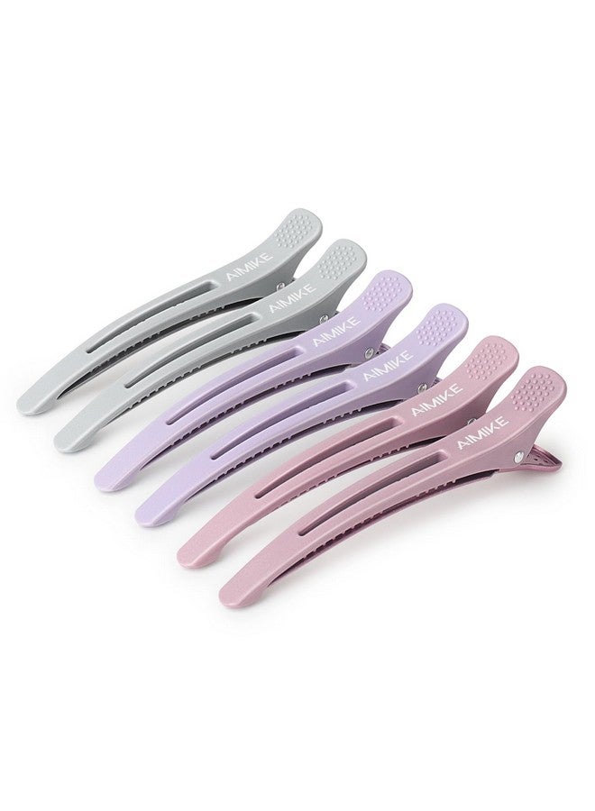 AIMIKE Imike 6Pcs Hair Clips For Styling Sectioning No Crease Duck Billed Hair Clips With Silicone Band Hair Styling Clips Hair Roller Clips Salon Hair Sectioning Clips Hair Cutting Clips Morandi - Image 2
