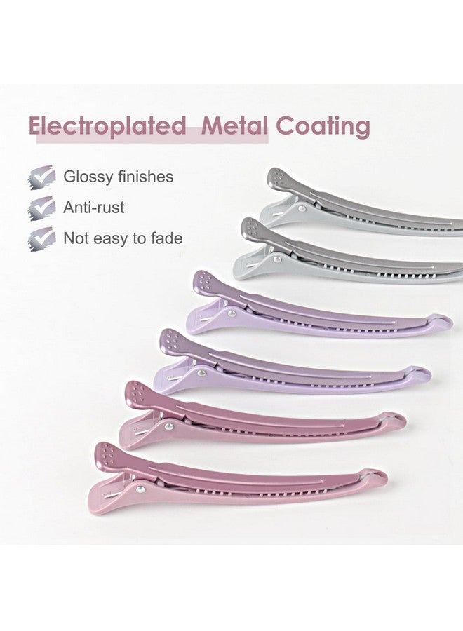 AIMIKE Imike 6Pcs Hair Clips For Styling Sectioning No Crease Duck Billed Hair Clips With Silicone Band Hair Styling Clips Hair Roller Clips Salon Hair Sectioning Clips Hair Cutting Clips Morandi - Image 3