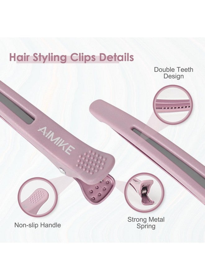 AIMIKE Imike 6Pcs Hair Clips For Styling Sectioning No Crease Duck Billed Hair Clips With Silicone Band Hair Styling Clips Hair Roller Clips Salon Hair Sectioning Clips Hair Cutting Clips Morandi - Image 5