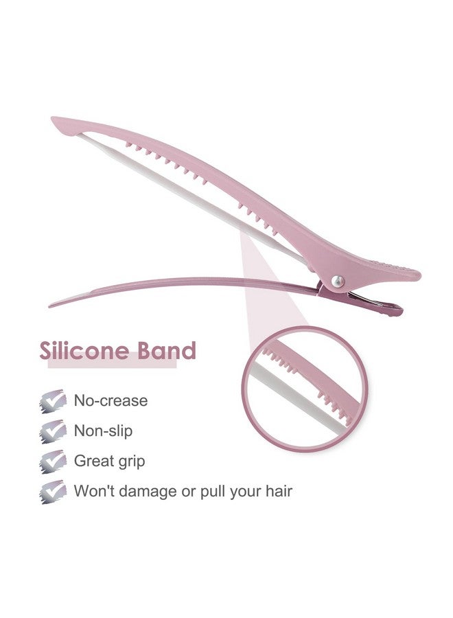 AIMIKE Imike 6Pcs Hair Clips For Styling Sectioning No Crease Duck Billed Hair Clips With Silicone Band Hair Styling Clips Hair Roller Clips Salon Hair Sectioning Clips Hair Cutting Clips Morandi - Image 4