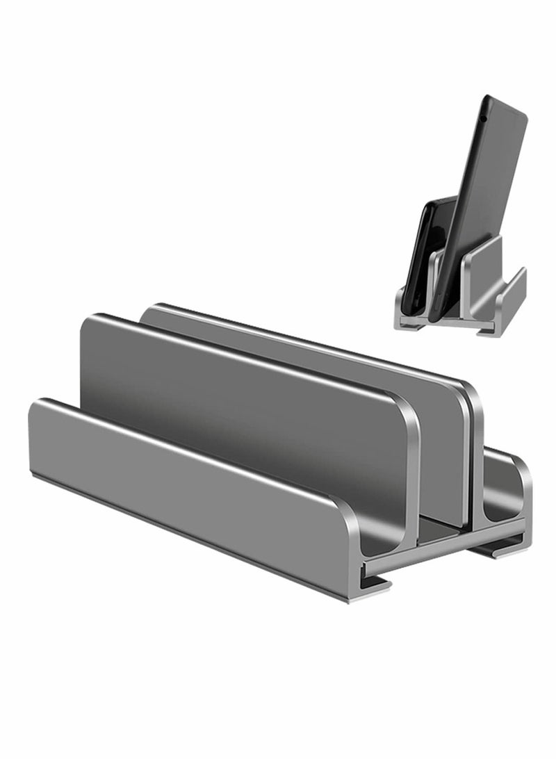 Ergonomic Adjustable Vertical Laptop Stand, Space-Saving Aluminum Dock for Desk, Compatible with All Laptops - Image 1