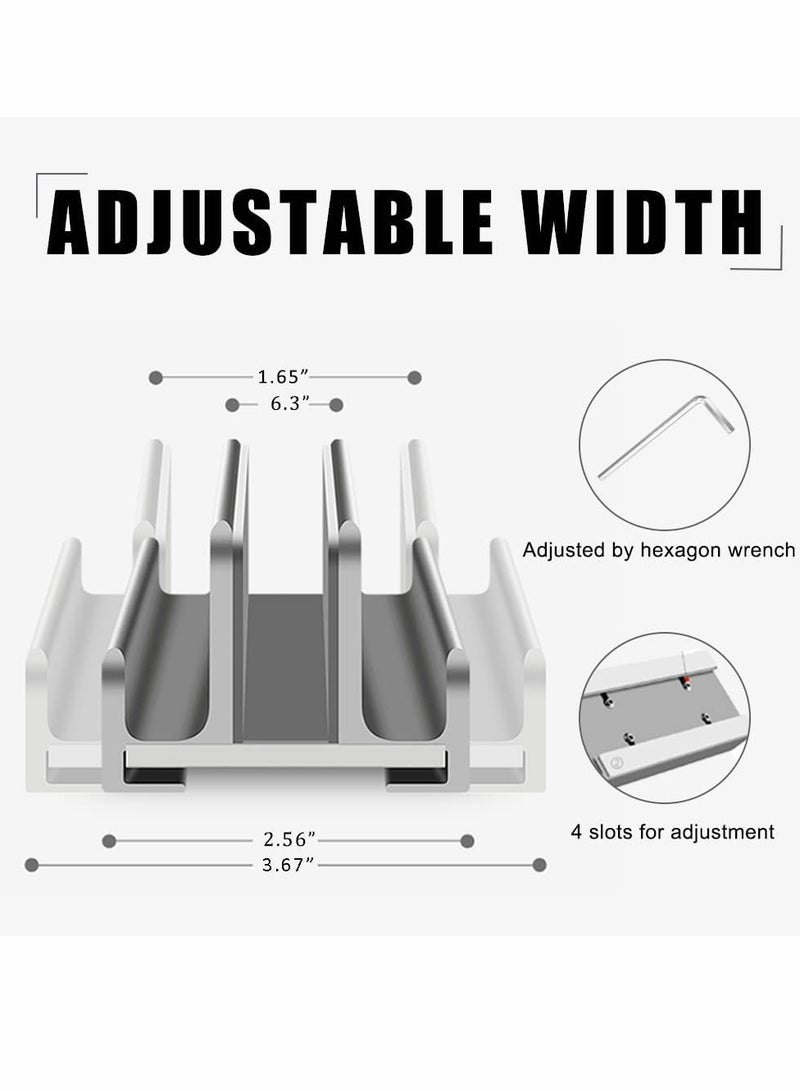 Ergonomic Adjustable Vertical Laptop Stand, Space-Saving Aluminum Dock for Desk, Compatible with All Laptops - Image 3