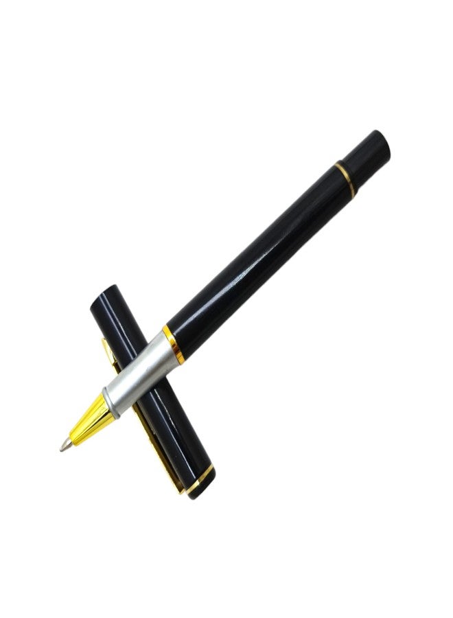 auteur 801 Roller Ball Pen Executive Black Metal Body With Gold Plated Clip Best Gift Pen For Men & Women Professional Executive Office, Nice Pens (Blue Ink) - Image 1