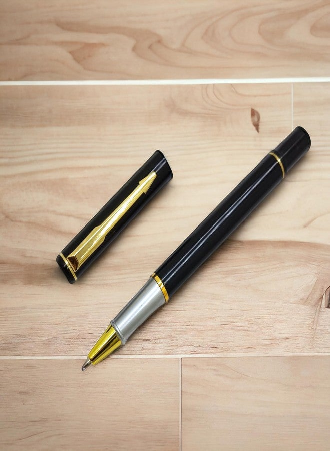 auteur 801 Roller Ball Pen Executive Black Metal Body With Gold Plated Clip Best Gift Pen For Men & Women Professional Executive Office, Nice Pens (Blue Ink) - Image 2