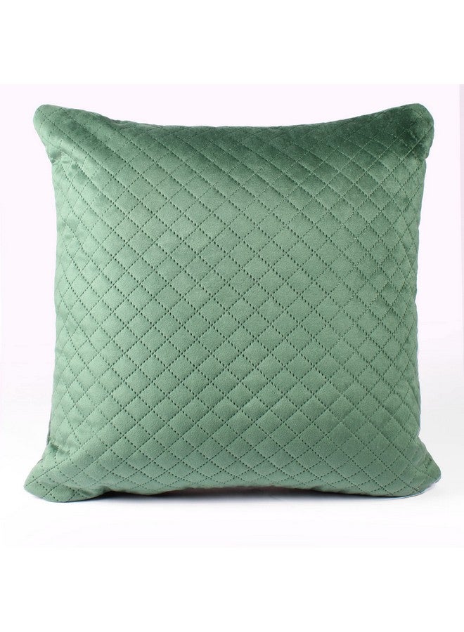 STITCHNEST Set of 2 Cushion Cover | Quilted Velvet | Green| Soft & Premium Look | 16x16 Inches | Fit for Sofa & Living Room Décor - Image 4