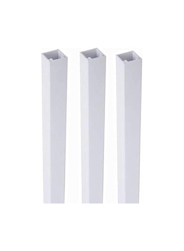erorex Global Square Cable Box Self Adhesive Pvc Trunking White 95cm x 3pc 16x16mm Wall Cord Cover Concealer On-Wall Wire Paintable Management Raceway To Hide Wires - Pack Of 1 (3Pcs of 16X16X950mm) - Image 1