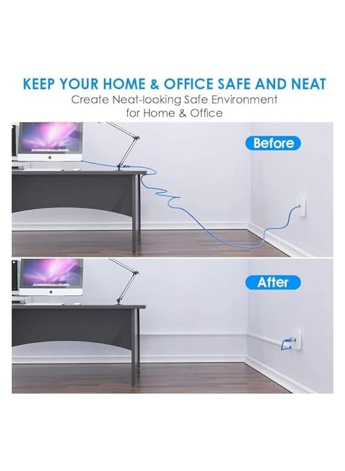 erorex Global Square Cable Box Self Adhesive Pvc Trunking White 95cm x 3pc 16x16mm Wall Cord Cover Concealer On-Wall Wire Paintable Management Raceway To Hide Wires - Pack Of 1 (3Pcs of 16X16X950mm) - Image 3