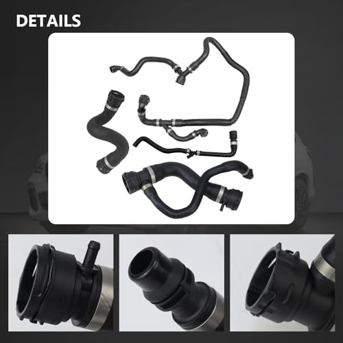 MUNIK Upper Radiator Coolant Hose With Vent Hose Set of 4 Replace# 17127537107 17127536235 17127537108 17127537109 for 2007-2013 BMW E70 X5 3.0si - Image 4