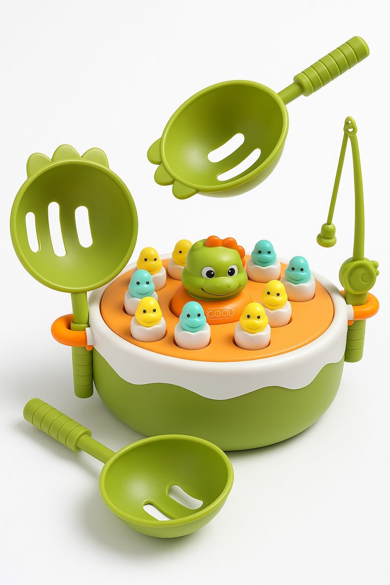 4-in-1 Interactive Dinosaur Game Toy for Kids – Magnetic Fishing, Jumping Dino Catch, Tic-Tac-Toe & Bowling – Educational Multi-Play Activity Set for Ages 3–6 - Image 1