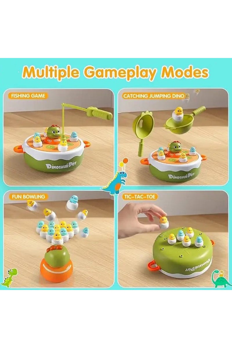 4-in-1 Interactive Dinosaur Game Toy for Kids – Magnetic Fishing, Jumping Dino Catch, Tic-Tac-Toe & Bowling – Educational Multi-Play Activity Set for Ages 3–6 - Image 2