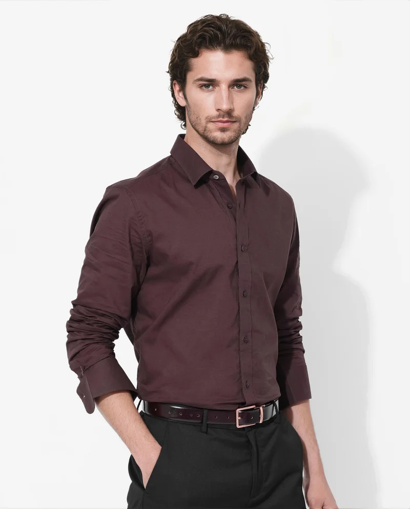 Rare Rabbit Men's Cotton Plain Summer Shirt