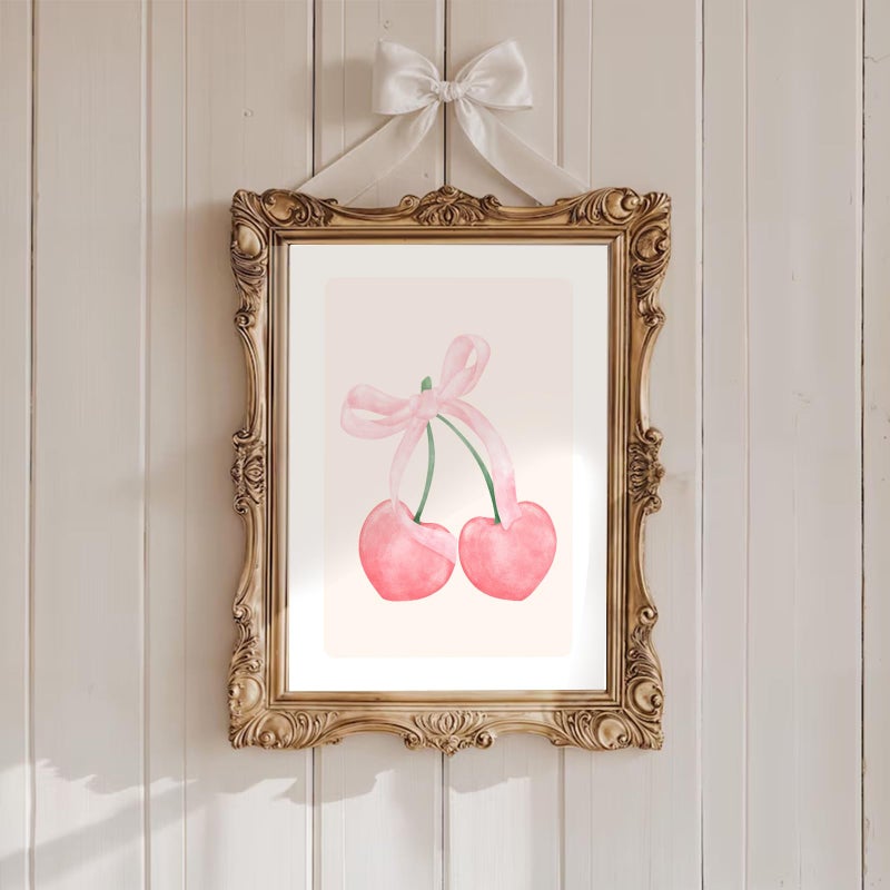 Uniro Coquette Room Decor Pink, Trendy Bows Wall Art Posters for Girls Dorm Bedroom Decor, Cute Coquette Posters, Coquette Wall Decor, Preppy Room Decor Aesthetic, Girly Wall Art Prints Ball Cherry Bow Room Decor for Apartment Decor- 8x10Inch|UNFRAMED - Image 5