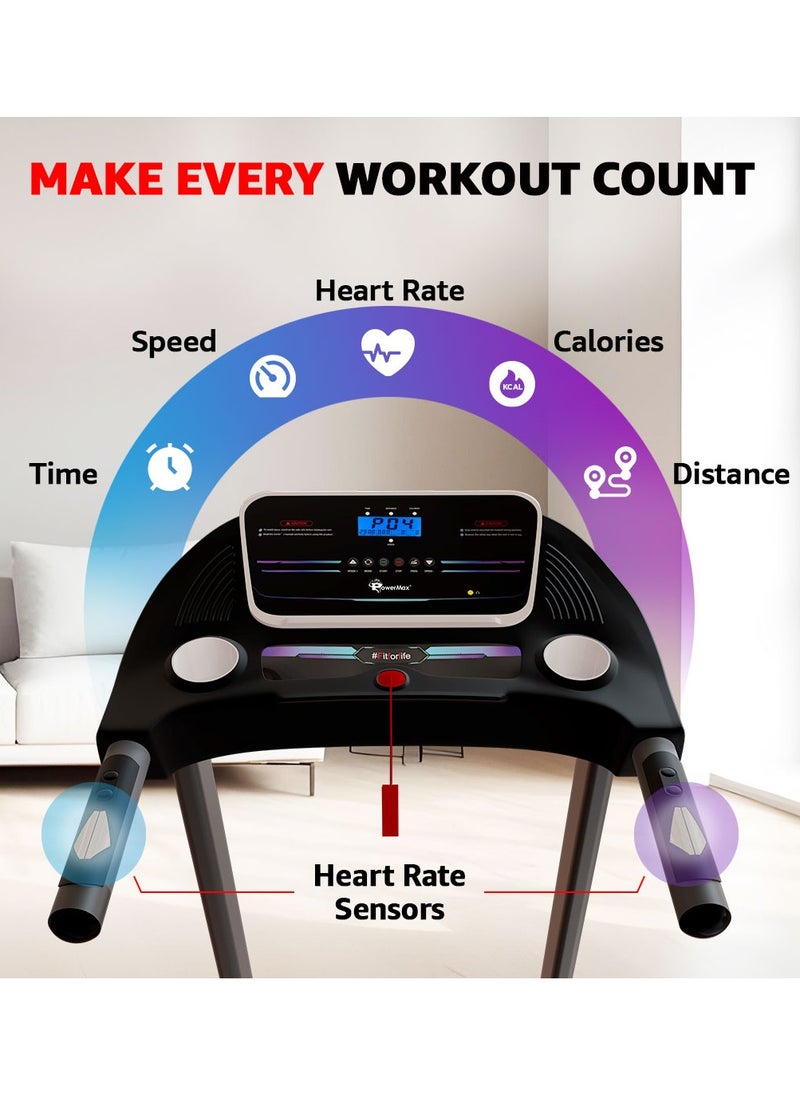 PowerMax Fitness PowerMax Fitness TDM-97 (4Hp Peak) Treadmill For Home, Cardio Training, With 12 Pre-Set Workout Programs & 3 Target Based Modes, Max User Weight 110Kg, Max Speed 12 Km/Hr  - Image 2