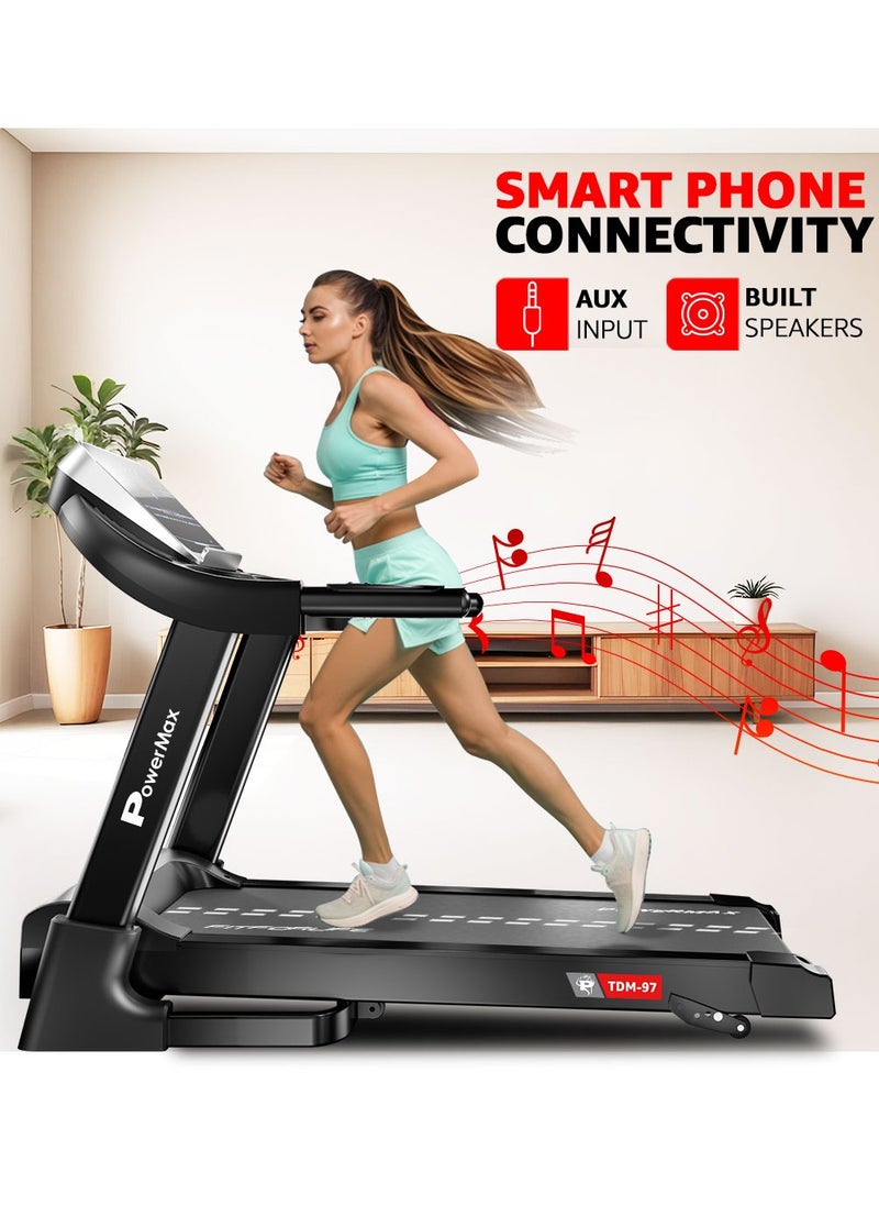 PowerMax Fitness PowerMax Fitness TDM-97 (4Hp Peak) Treadmill For Home, Cardio Training, With 12 Pre-Set Workout Programs & 3 Target Based Modes, Max User Weight 110Kg, Max Speed 12 Km/Hr  - Image 3