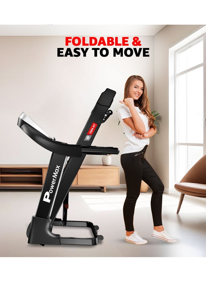 PowerMax Fitness PowerMax Fitness TDM-97 (4Hp Peak) Treadmill For Home, Cardio Training, With 12 Pre-Set Workout Programs & 3 Target Based Modes, Max User Weight 110Kg, Max Speed 12 Km/Hr  - Image 5