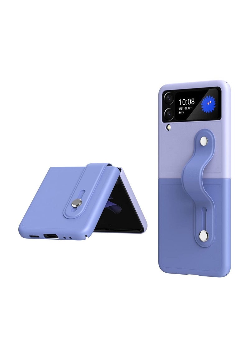 Captaintech Mobile Phone Protective Case, KASTWAVE for Z Flip 3 5G 2021 with Hand Strap Cover PU Leather Compatible with Fit for Samsung Galaxy Z Flip 3 5G Case Wristband Plastic PC (Purple) - Image 1
