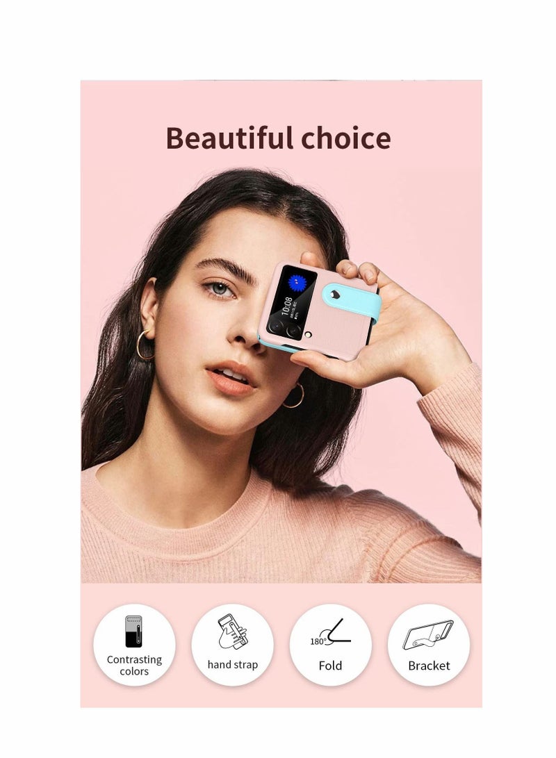 Captaintech Mobile Phone Protective Case, KASTWAVE for Z Flip 3 5G 2021 with Hand Strap Cover PU Leather Compatible with Fit for Samsung Galaxy Z Flip 3 5G Case Wristband Plastic PC (Purple) - Image 2