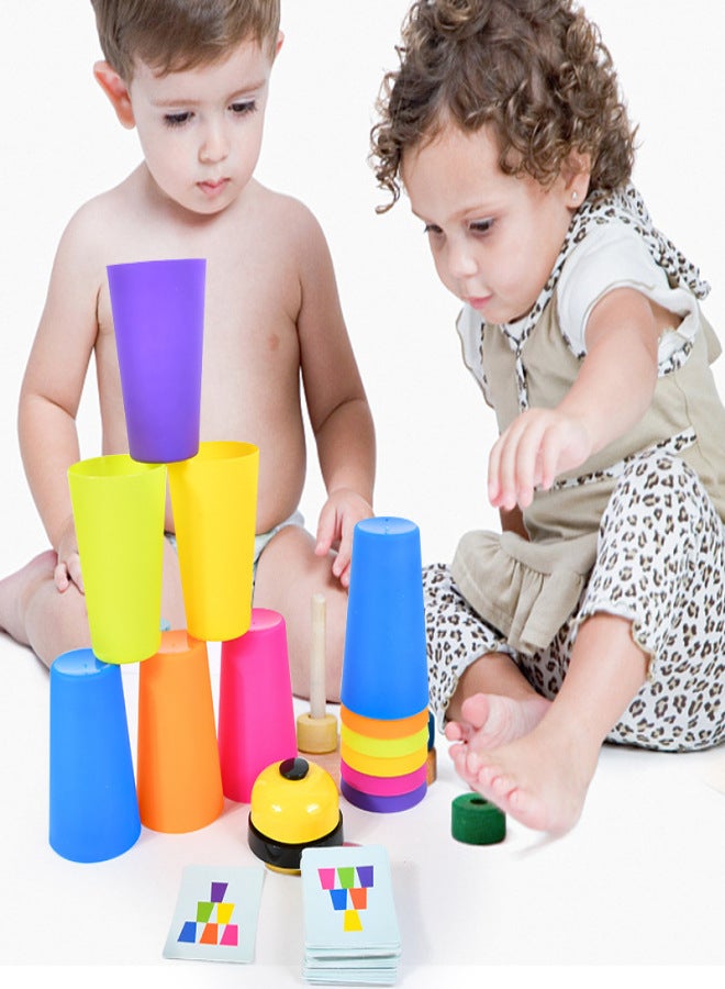 Children's Puzzle Early Education Stacking Cup Fun Fighting Card Desktop Set Cup Training Stacking Music Fast Stacking Cup Toy(LL-Double Stacking Cup) - Image 4