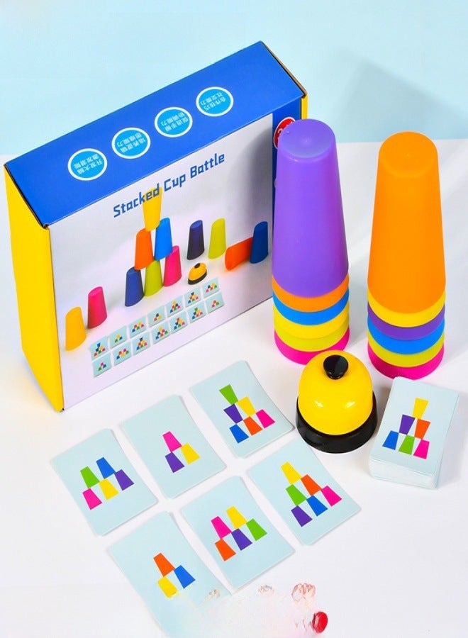 Children's Puzzle Early Education Stacking Cup Fun Fighting Card Desktop Set Cup Training Stacking Music Fast Stacking Cup Toy(LL-Double Stacking Cup) - Image 2