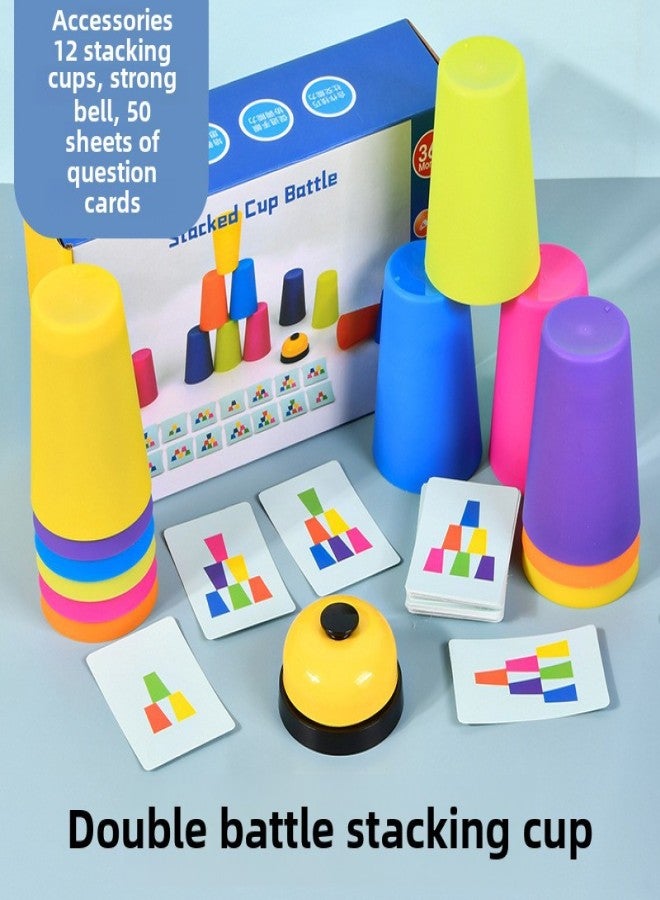 Children's Puzzle Early Education Stacking Cup Fun Fighting Card Desktop Set Cup Training Stacking Music Fast Stacking Cup Toy(LL-Double Stacking Cup) - Image 1